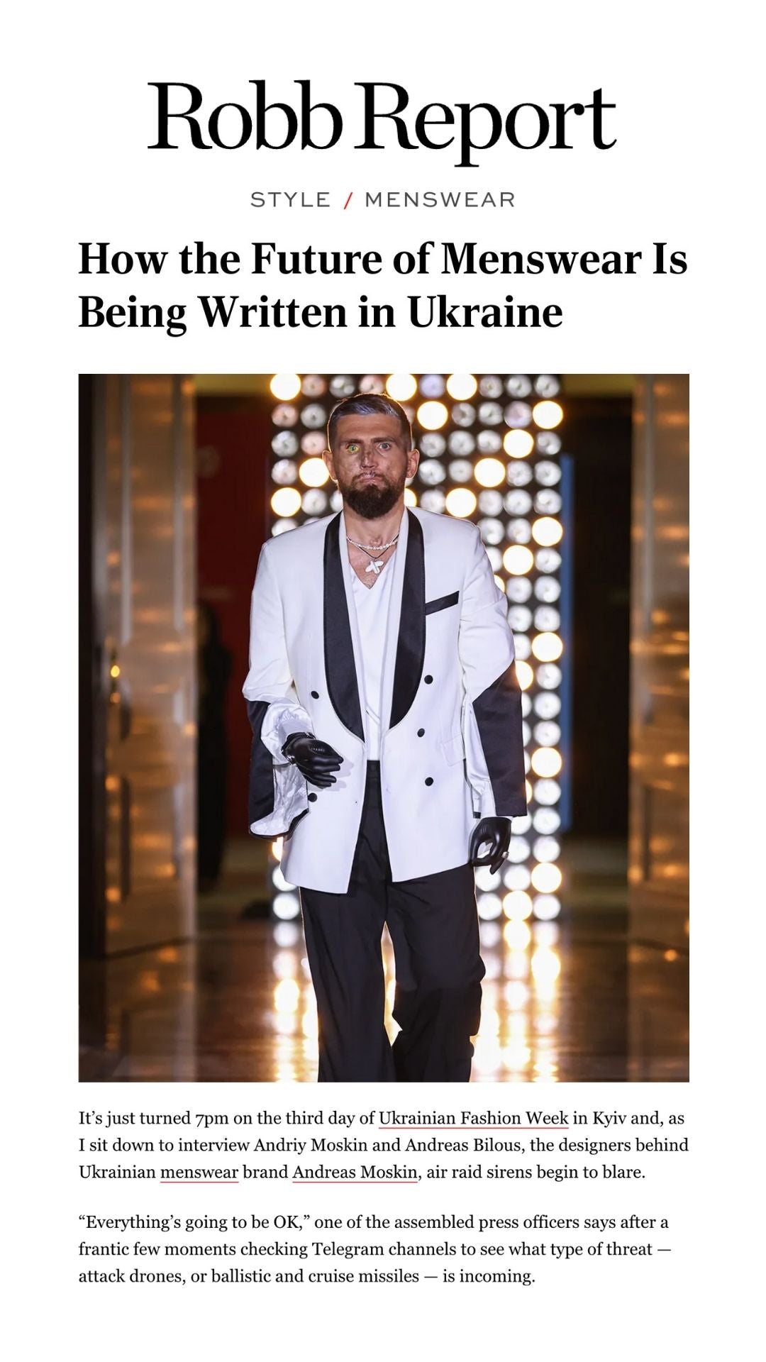 Нові обрії чоловічої моди на Ukrainian Fashion Week у Києві