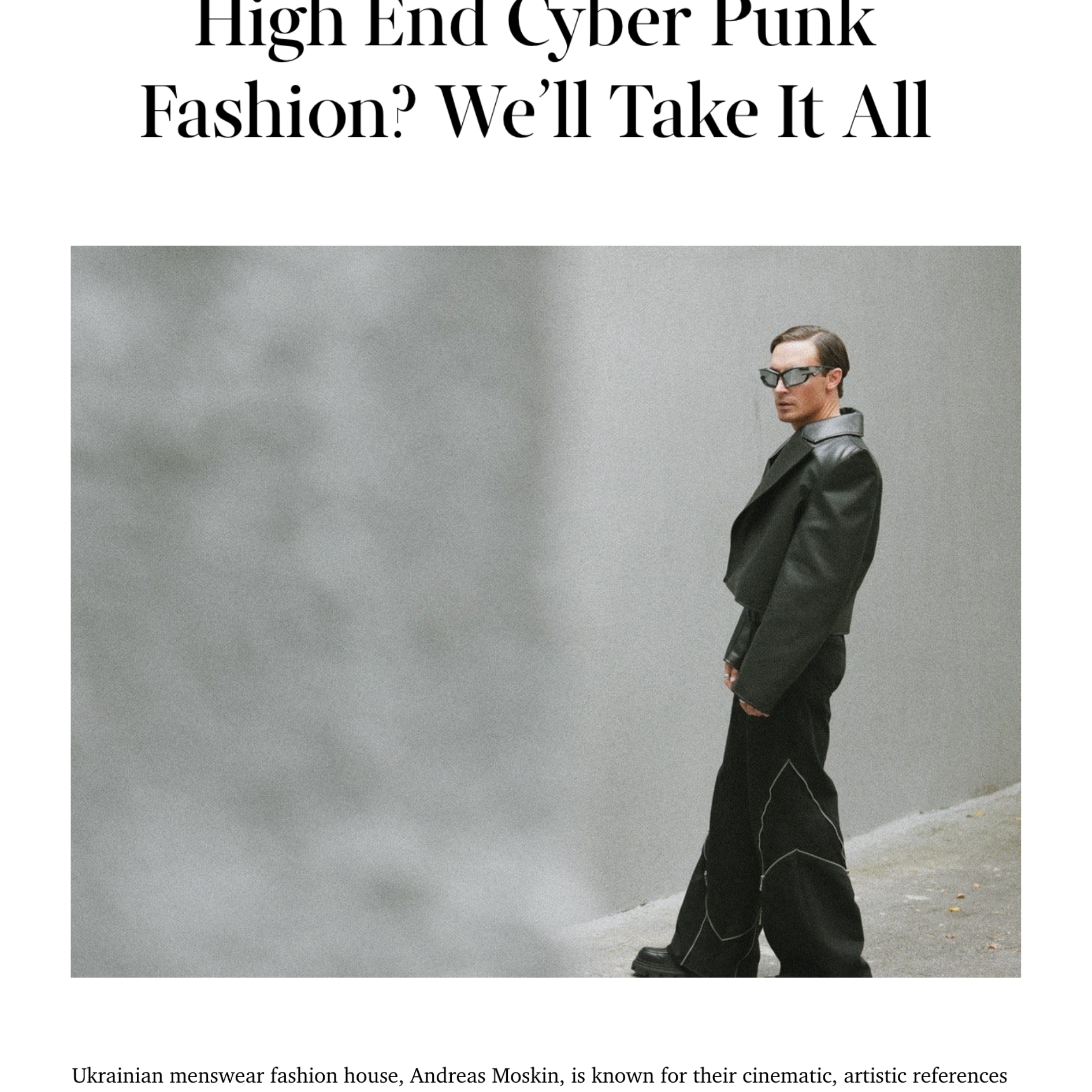 Andreas Moskin представляє нову cyberpunk-колекцію для сучасного міста