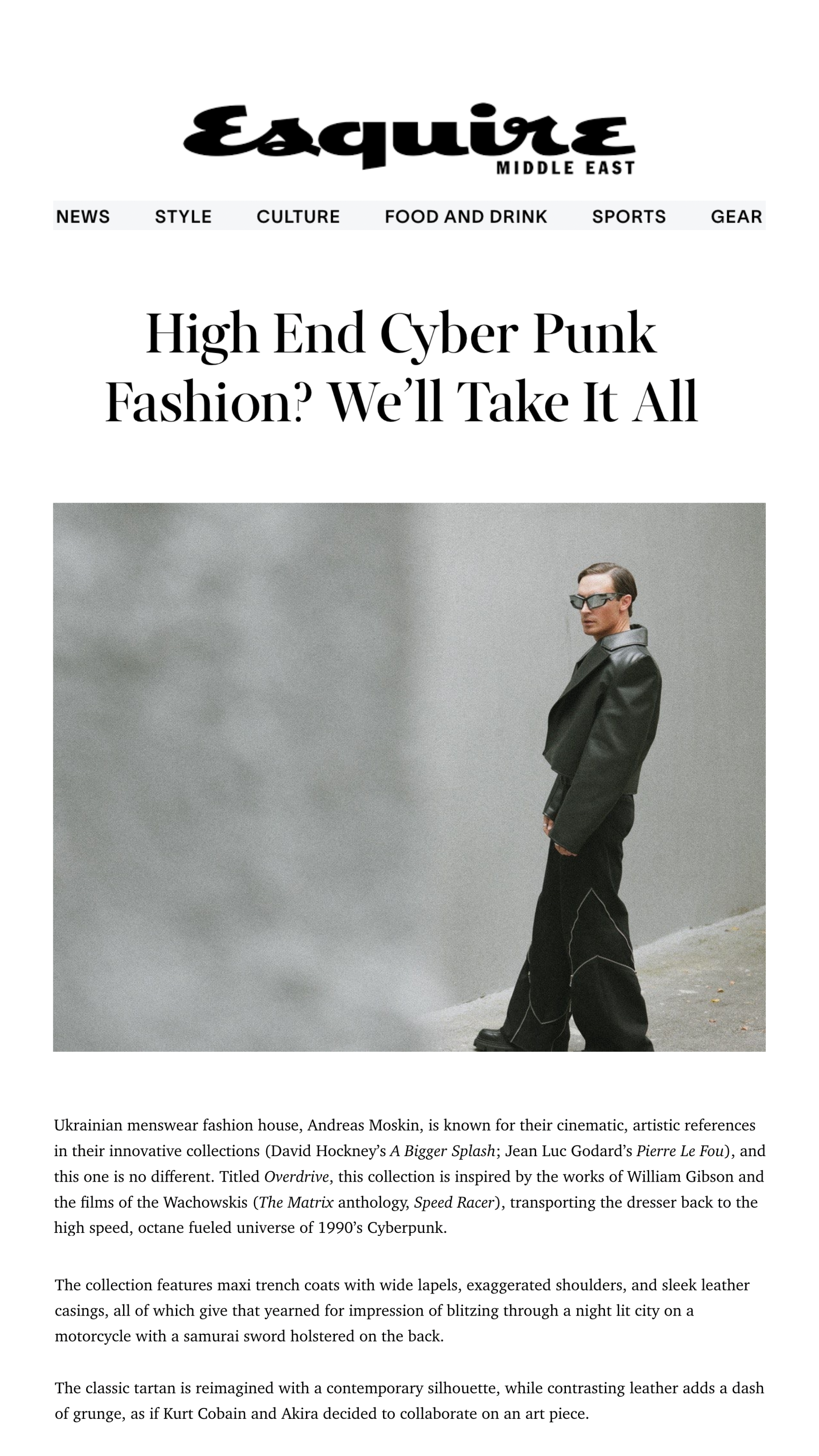 Andreas Moskin представляє нову cyberpunk-колекцію для сучасного міста