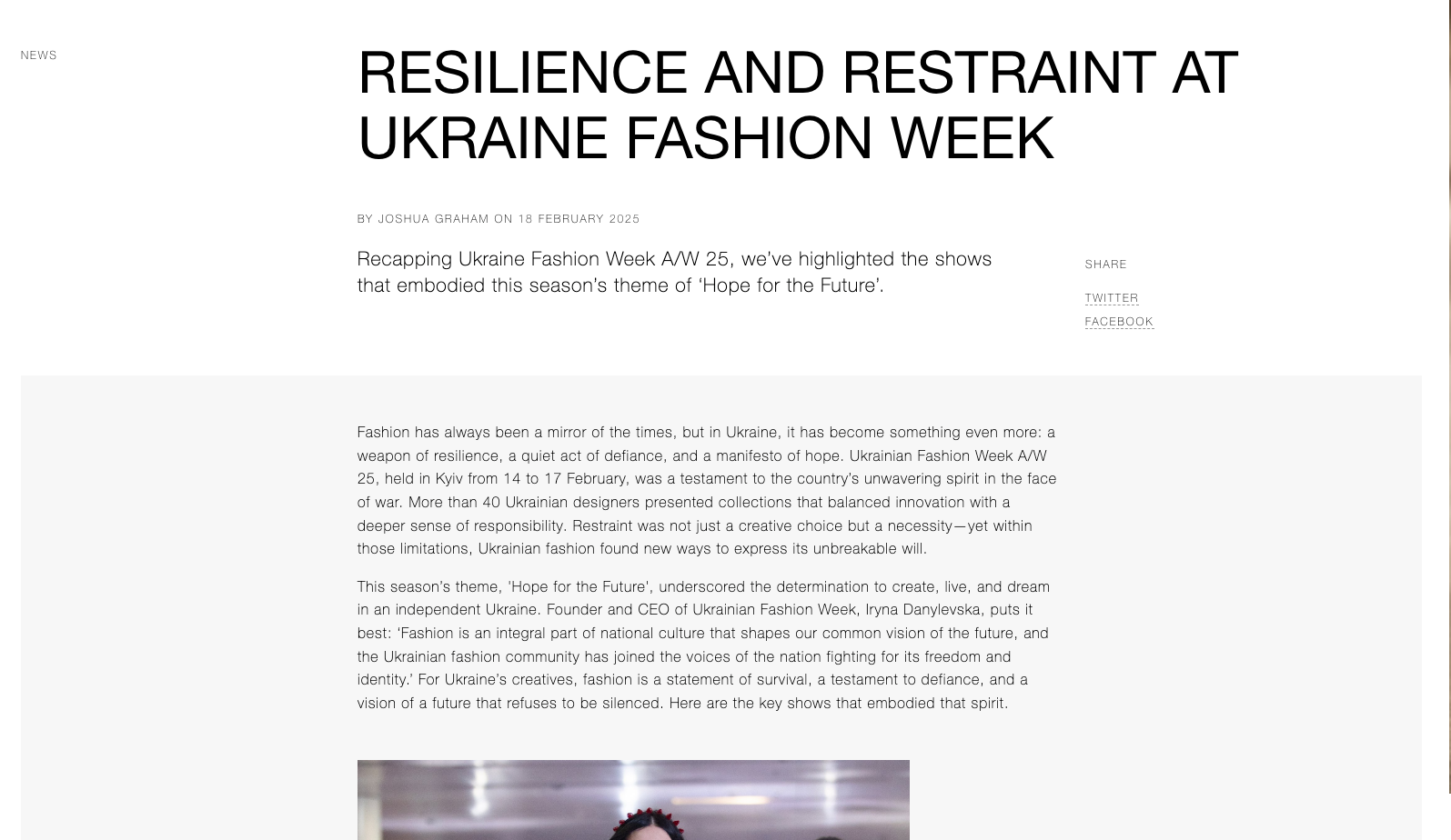 Resilience and Restraint at Ukraine Fashion Week — мода як символ витривалості