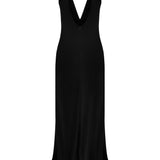 Women's Black Sleeveless Dress with Satin Collar