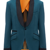 Green Single-Breasted Tuxedo with Shawl Lapels