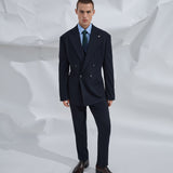 Men’s Blue Double-Breasted Two-Piece Suit