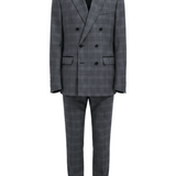 Double-Breasted Grey Checkered Two-Piece Suit