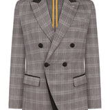 Men’s Grey Double-Breasted Check Jacket