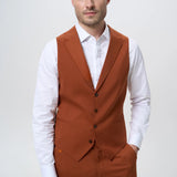 Теракотовий однобортний костюм-трійка чоловічий