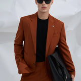 Теракотовий однобортний костюм-трійка чоловічий