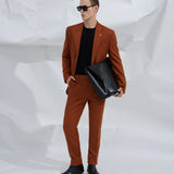 Теракотовий однобортний костюм-трійка чоловічий