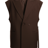 Men's dark brown wool suit with waistcoat
