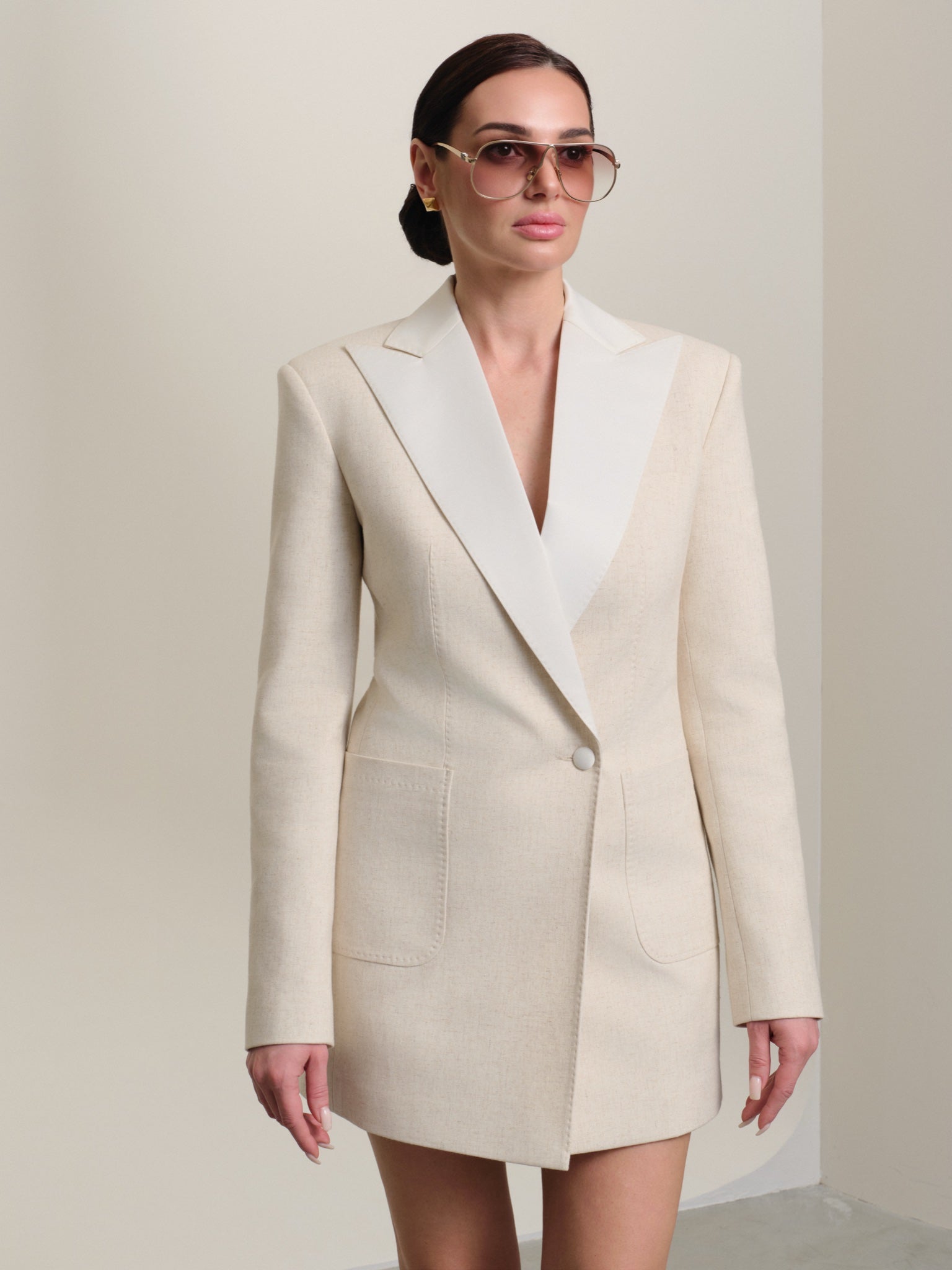 Сукня-піджак айворі двобортна жіноча