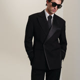 Classic black wool men's tuxedo