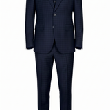 Single-Breasted Blue Check Two-Piece Suit