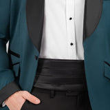 Green Single-Breasted Tuxedo with Shawl Lapels