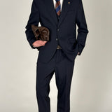 Single-Breasted Classic Dark Blue Three-Piece Suit
