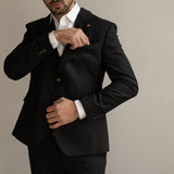 Single-Breasted Pinstripe Two-Piece Suit