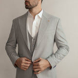 Single-Breasted Pinstripe Two-Piece Suit