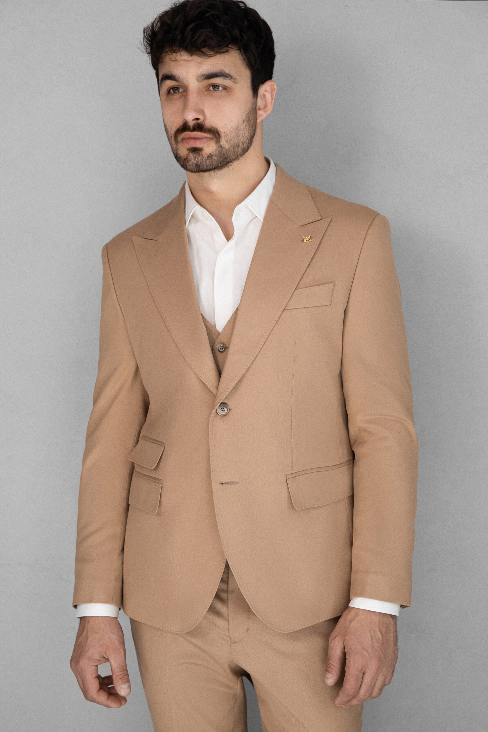 Піджак однобортний бежевий однотонний чоловічий