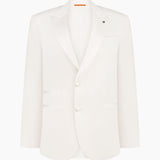 Ivory tuxedo with white peak lapels