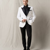 Смокінг айворі з чорними гострими лацканами чоловічий