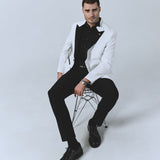 Піджак айворі із чорними лацканами