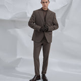 Brown single-breasted two-piece suit