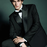 Classic Black Double-Breasted Suit with Peak Lapels