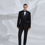 Classic Black Double-Breasted Suit with Peak Lapels