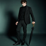 Black single-breasted two-piece suit