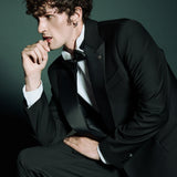 Classic Black Double-Breasted Suit with Peak Lapels