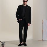 Men's black linen two-piece suit