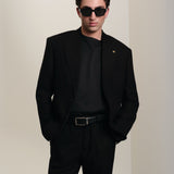 Men's black linen two-piece suit