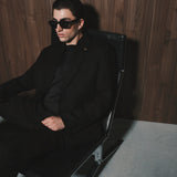 Men's black linen two-piece suit