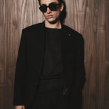Men's black linen two-piece suit