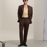 Men's two-piece linen suit in espresso