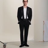 Men's elongated black wool tuxedo