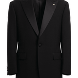 Men's elongated black wool tuxedo