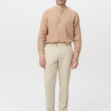 Сорочка однотонна із льону чоловіча без коміра