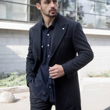 Пальто чоловіче чорне у смужку