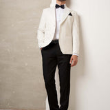 Ivory tuxedo with white peak lapels