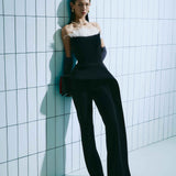 Вечірній жіночий корсетний комбінезон чорний