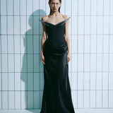 Вечірня сукня жіноча з корсетним верхом чорна