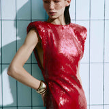 Вечірня сукня жіноча максі з паєтками червона