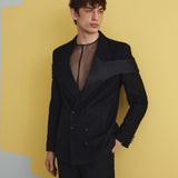 Чоловічий костюм чорний з акцентними вставками