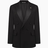 Classic Black Double-Breasted Suit with Peak Lapels