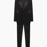 Classic Black Double-Breasted Suit with Peak Lapels