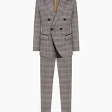 Двобортний сірий костюм-двійка в клітинку чоловічий