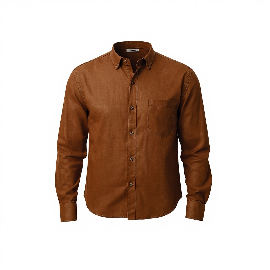 Men’s Solid Linen Collarless Shirt