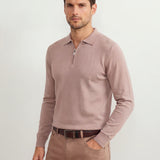 Men’s Long-Sleeve Striped Polo Shirt
