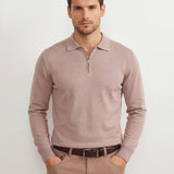 Men’s Long-Sleeve Striped Polo Shirt