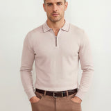 Men’s Long-Sleeve Striped Polo Shirt